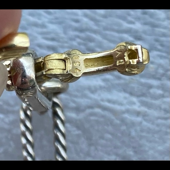 DAVID YURMAN 18k Sterling Half Moon Enhancer + DY 33” Sterling 18k Figaro Chain - Picture 11 of 16